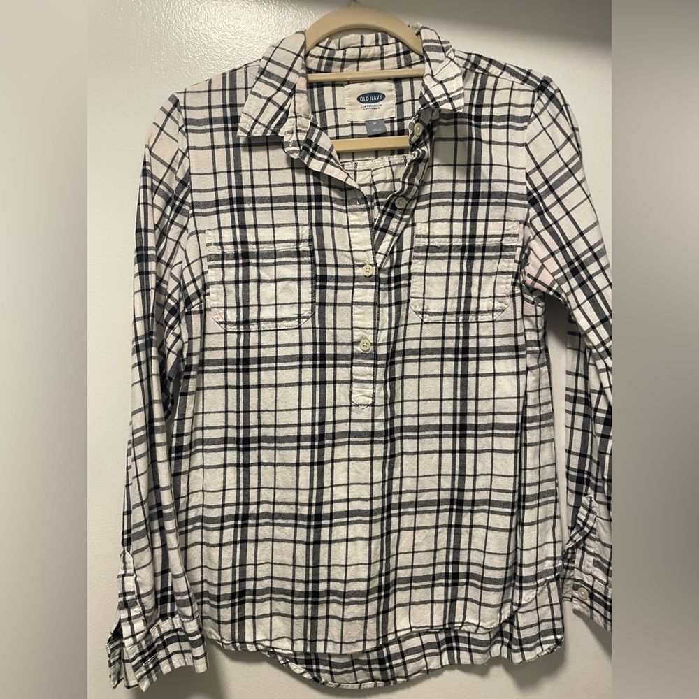 Old Navy Checkered Black and White Shirt